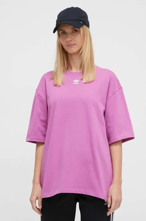 Bombažna kratka majica adidas Originals Adicolor Essentials ženska, roza barva, IR5924