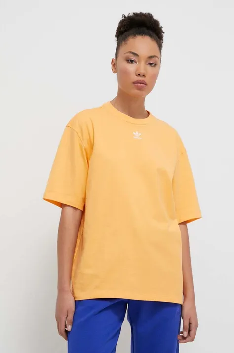 Βαμβακερό μπλουζάκι adidas Originals γυναικεία, χρώμα: πορτοκαλί