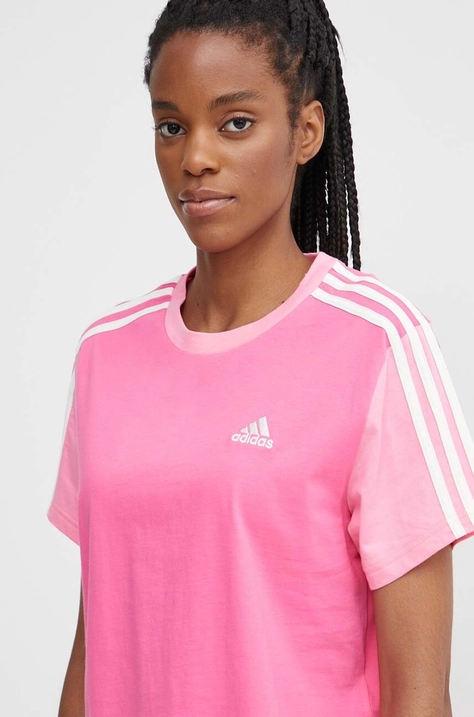 adidas t-shirt bawełniany damski kolor różowy IS1574