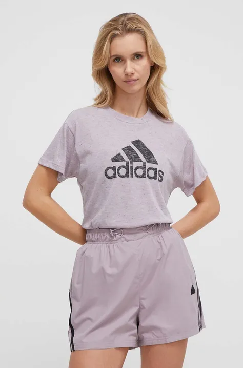 adidas t-shirt damski kolor fioletowy