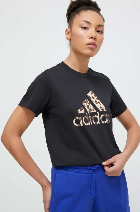 Бавовняна футболка adidas жіночий колір чорний