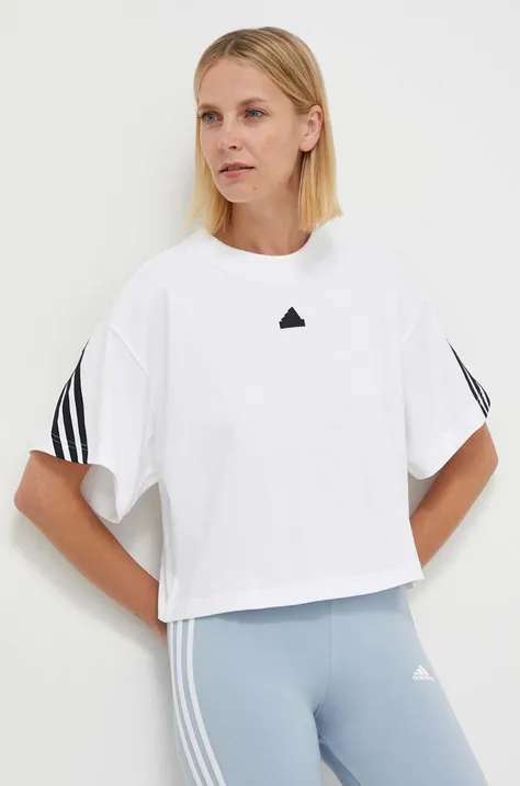 Бавовняна футболка adidas жіноча колір білий