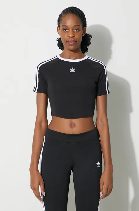 adidas Originals t-shirt 3-Stripes Baby Tee women's black color IU2532