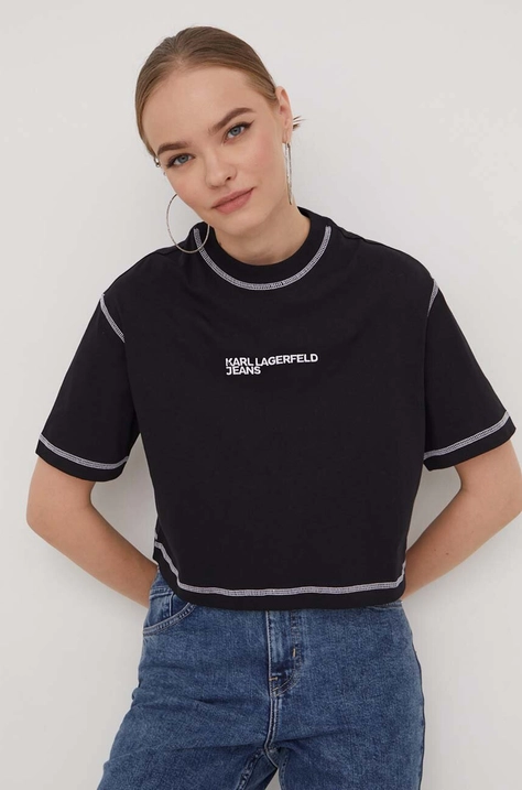 Karl Lagerfeld Jeans t-shirt bawełniany damski kolor czarny