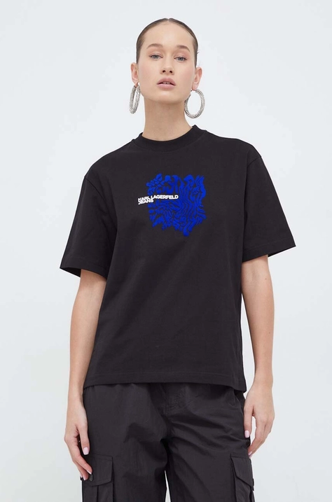 Karl Lagerfeld Jeans t-shirt bawełniany damski kolor czarny