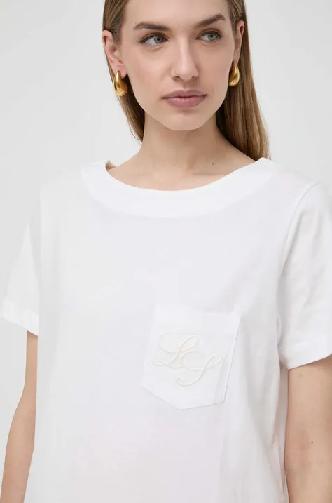 Pamučna majica Luisa Spagnoli za žene, boja: bijela