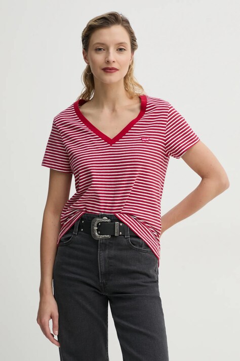Levi's tricou din bumbac femei, culoarea rosu