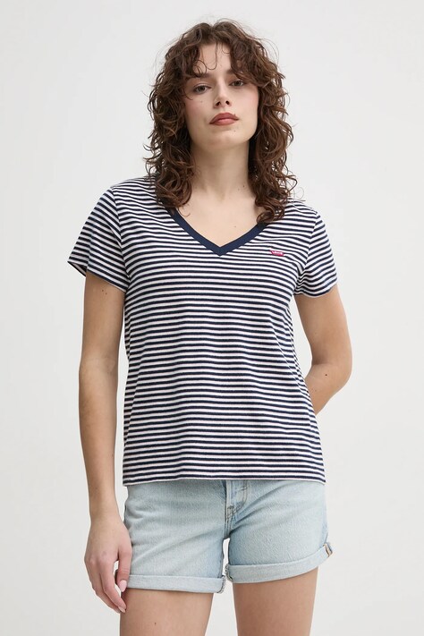 Levi's tricou din bumbac femei, culoarea albastru marin