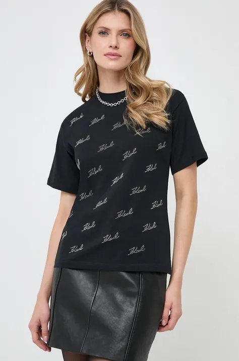 Бавовняна футболка Karl Lagerfeld жіночий колір чорний