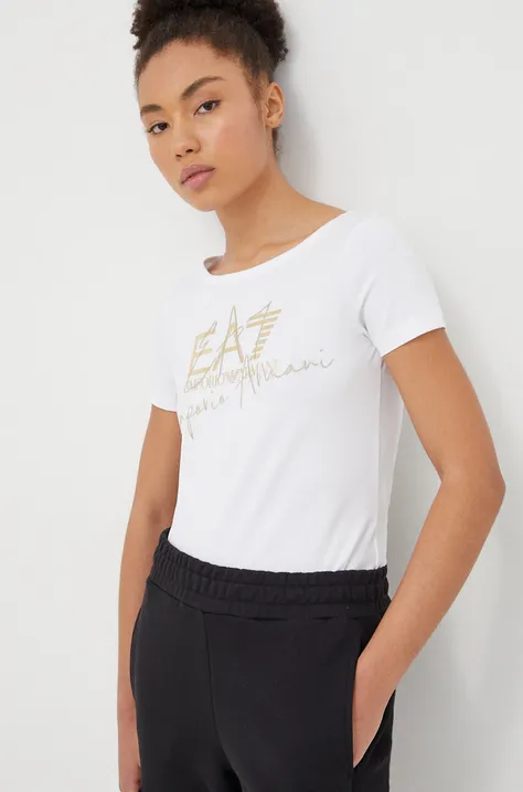 Kratka majica EA7 Emporio Armani ženski, bela barva