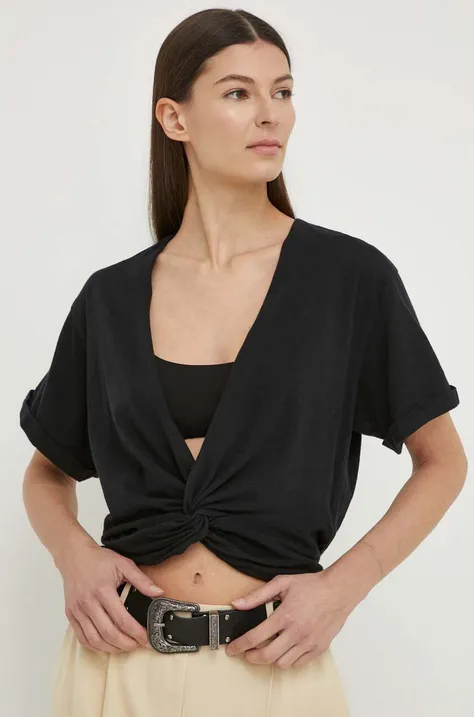 Βαμβακερό μπλουζάκι BA&SH DENALI γυναικείο, χρώμα: μαύρο, 1E24DENA