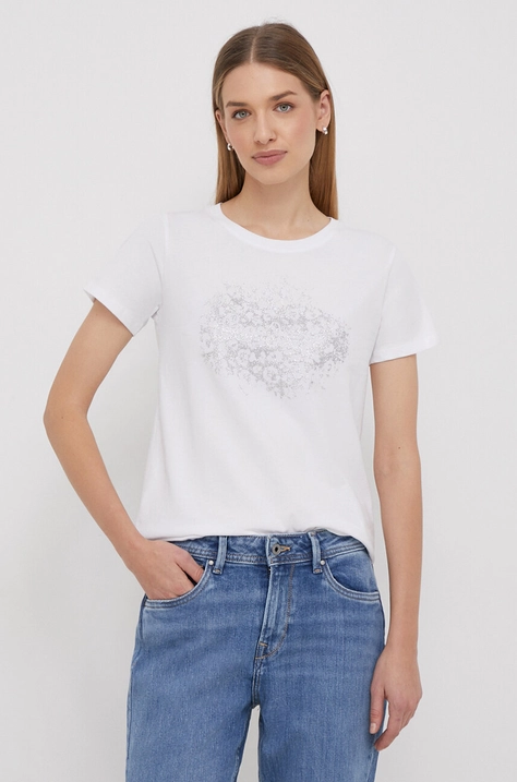 Pepe Jeans t-shirt bawełniany KIM damski kolor biały