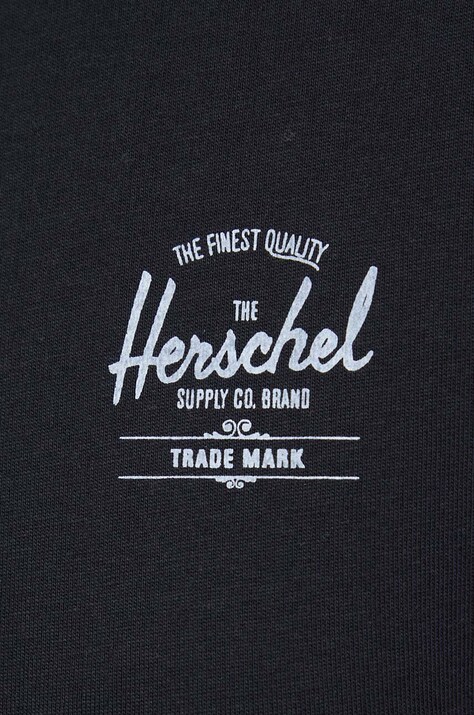 Бавовняна футболка Herschel — SS24-TSD0JZ, чорний — фото 5