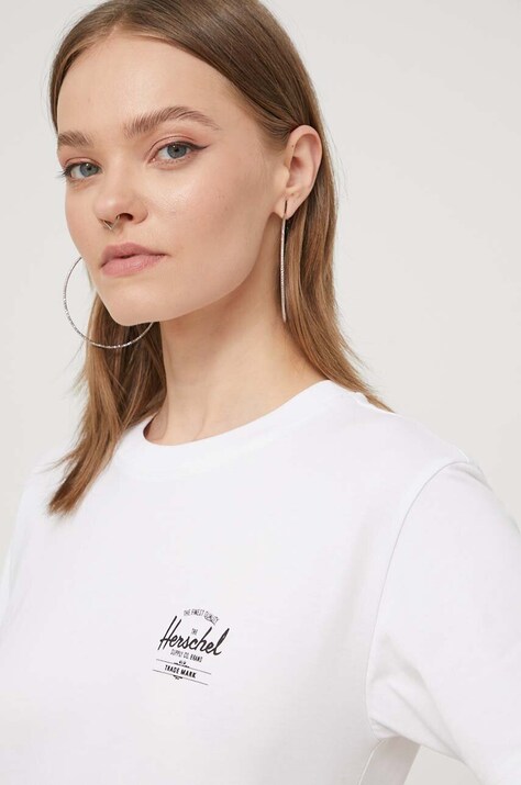 Herschel tricou din bumbac femei, culoarea alb