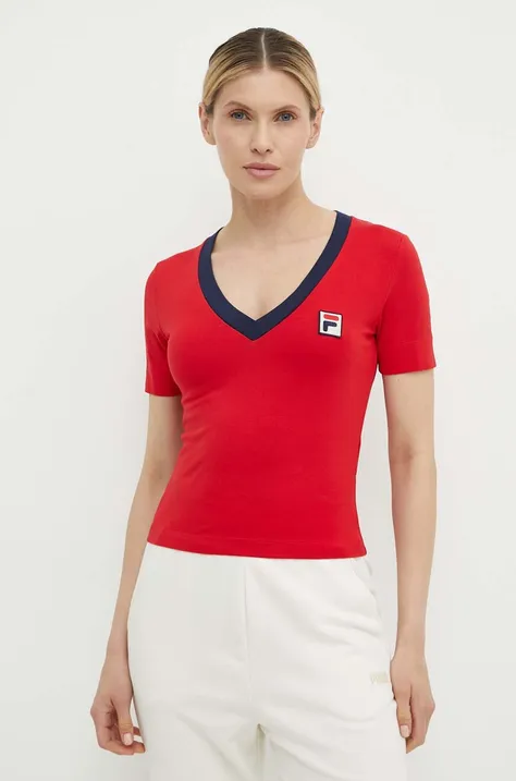 Kratka majica Fila Ludhiana ženska, rdeča barva, FAW0749