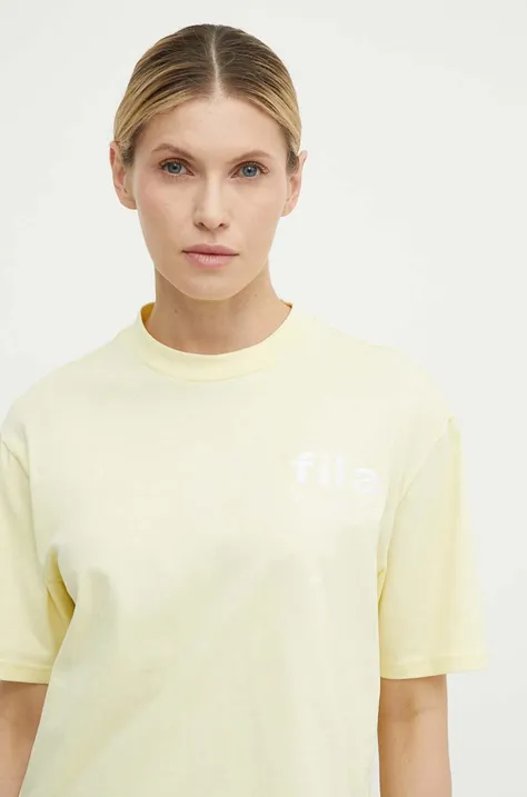 Бавовняна футболка Fila Linyi жіноча колір жовтий FAW0764