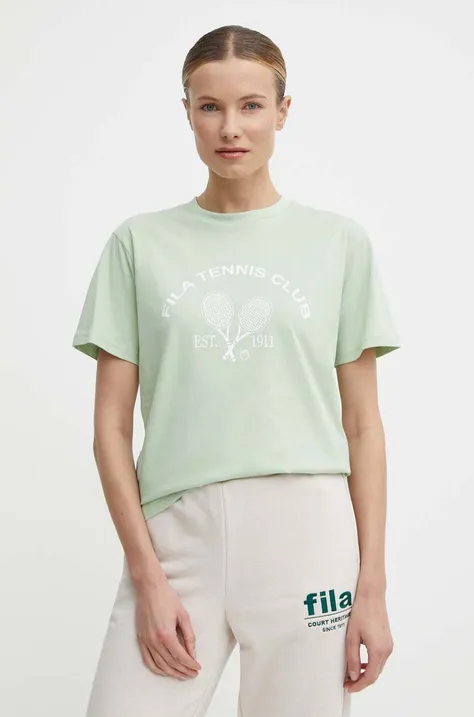 Bombažna kratka majica Fila Luanda ženska, zelena barva, FAW0771