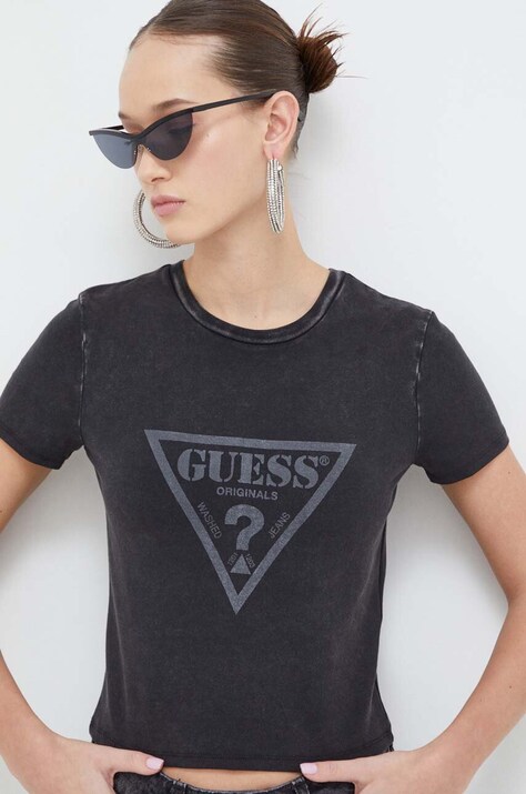 Футболка Guess Originals жіночий колір чорний