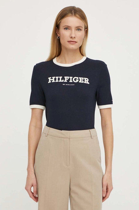 Памучна тениска Tommy Hilfiger в тъмносиньо WW0WW41208