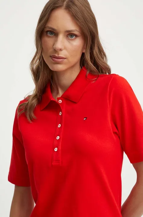 Tričko Tommy Hilfiger dámsky,červená farba,WW0WW37820