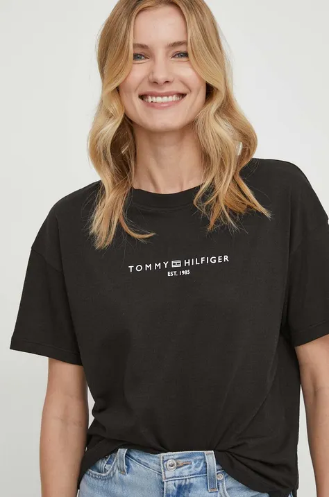 Tommy Hilfiger t-shirt női, fekete