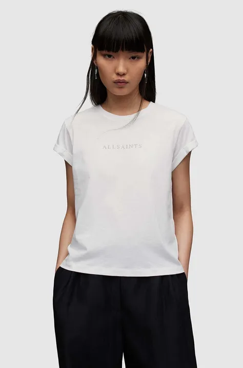 Bavlnené tričko AllSaints Anna dámske, biela farba