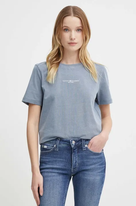 Tommy Hilfiger t-shirt bawełniany damski kolor niebieski WW0WW42473