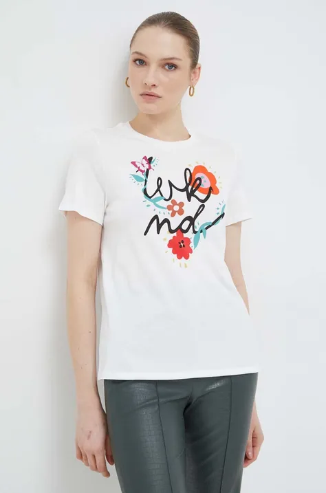 Pamučna majica Weekend Max Mara za žene, boja: bijela