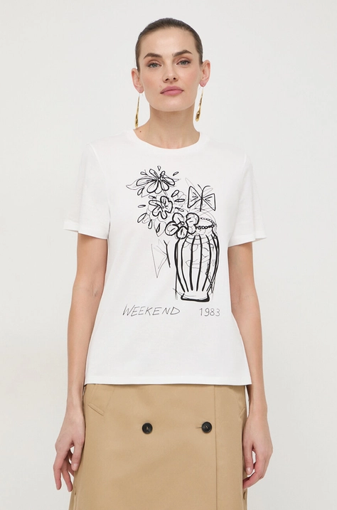 Weekend Max Mara t-shirt bawełniany damski kolor biały 2415971051600