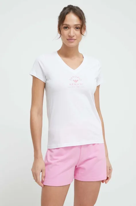 Домашна тениска от памук Emporio Armani Underwear в бяло