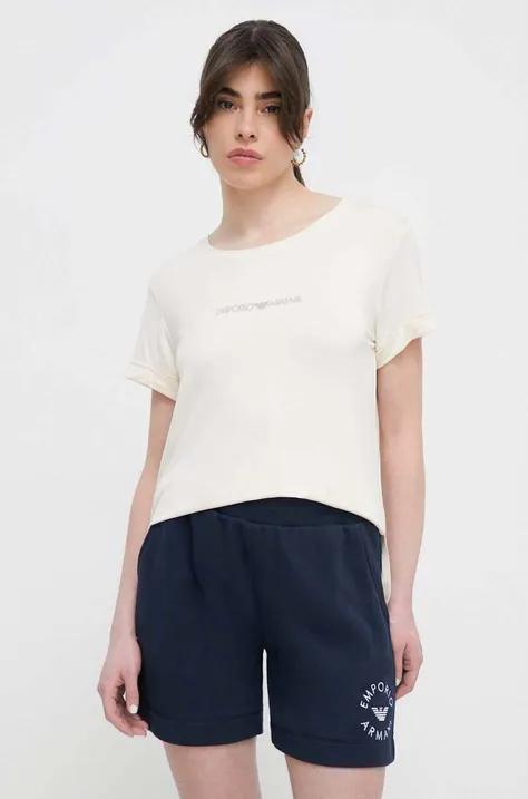Kratka majica za plažo Emporio Armani Underwear bež barva
