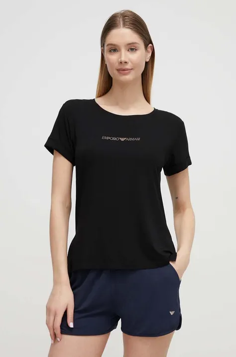 Emporio Armani Underwear tricou de plajă culoarea negru