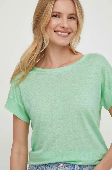 Plátěné tričko Pepe Jeans zelená barva