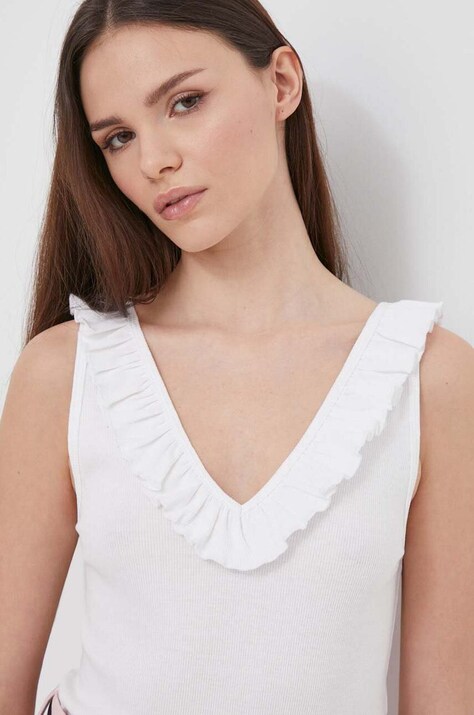 Pepe Jeans top femei, culoarea alb