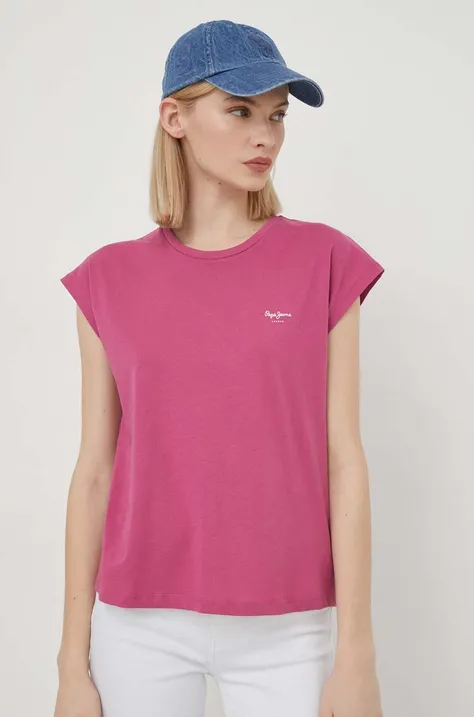 Βαμβακερό μπλουζάκι Pepe Jeans LORY γυναικεία, χρώμα: ροζ PL505853
