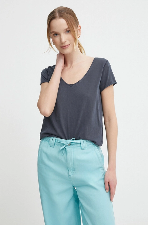 Pepe Jeans tricou din bumbac LUNA femei, culoarea albastru marin, PL505856