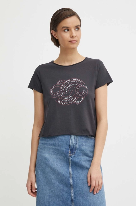 Pepe Jeans t-shirt bawełniany KENNA damski kolor szary PL505857