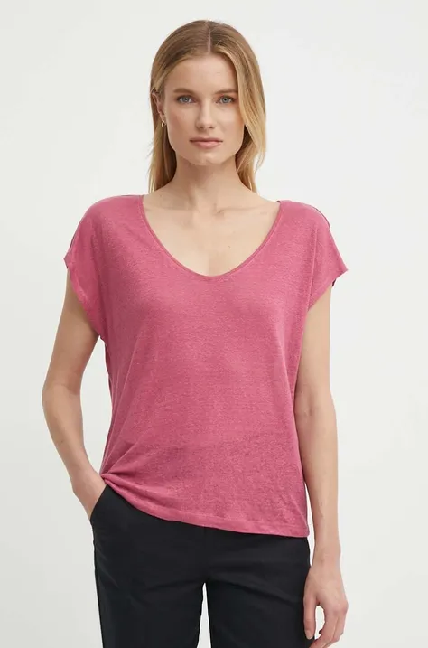 Ľanové tričko Pepe Jeans LOTTIE ružová farba, PL505821