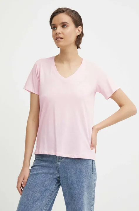 Bombažna kratka majica Pepe Jeans ženski, roza barva