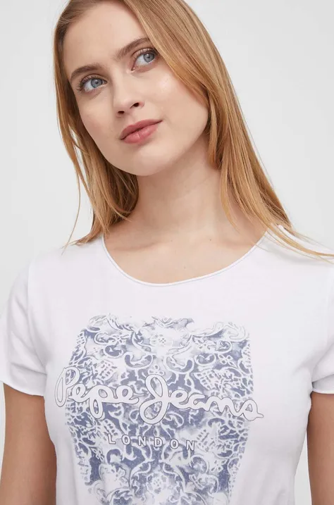 Βαμβακερό μπλουζάκι Pepe Jeans JURY γυναικεία, χρώμα: άσπρο PL505829