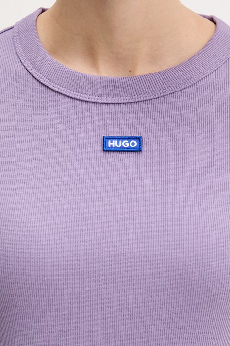 HUGO Blue футболка жіноча бавовняна з еластаном Baby Tee_B — фото 5