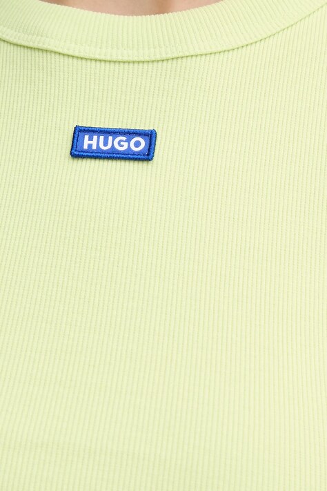 HUGO Blue футболка жіноча бавовняна з еластаном Baby Tee_B — SS24-TSD0OM, зелений — фото 4