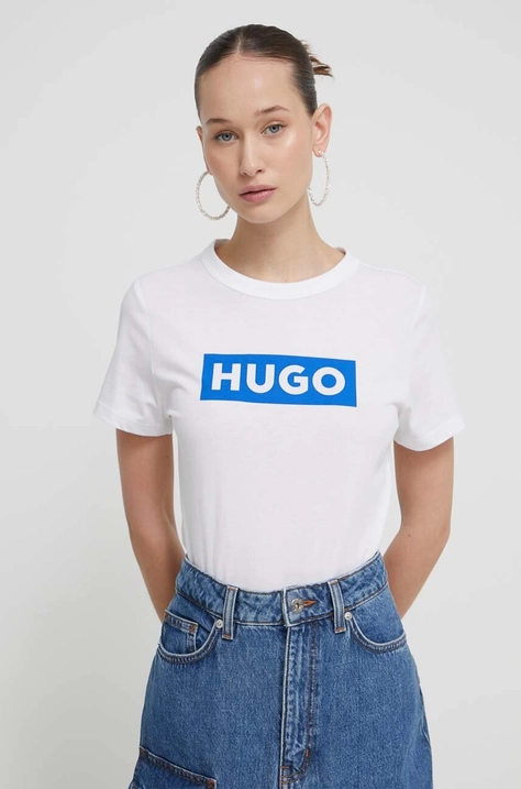 Hugo Blue t-shirt bawełniany damski kolor biały 50510772