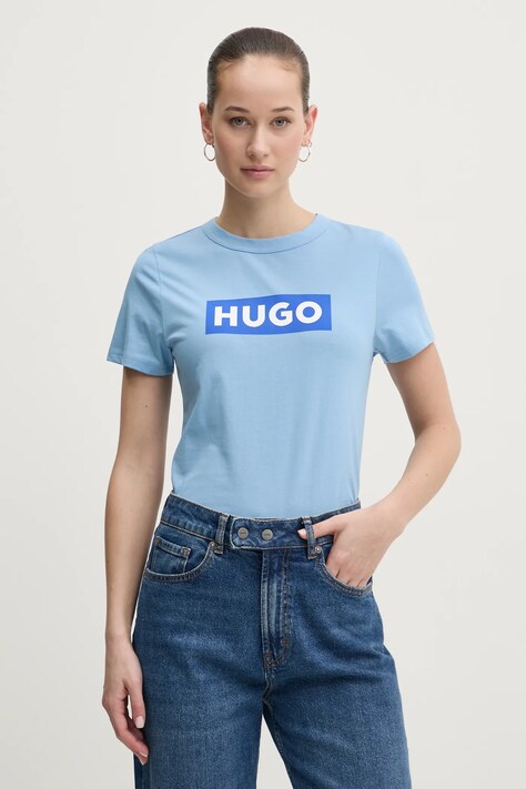 Памучна тениска Hugo Blue в синьо