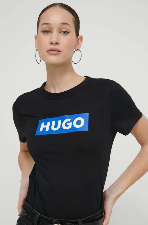 Hugo Blue t-shirt bawełniany damski kolor czarny 50510772