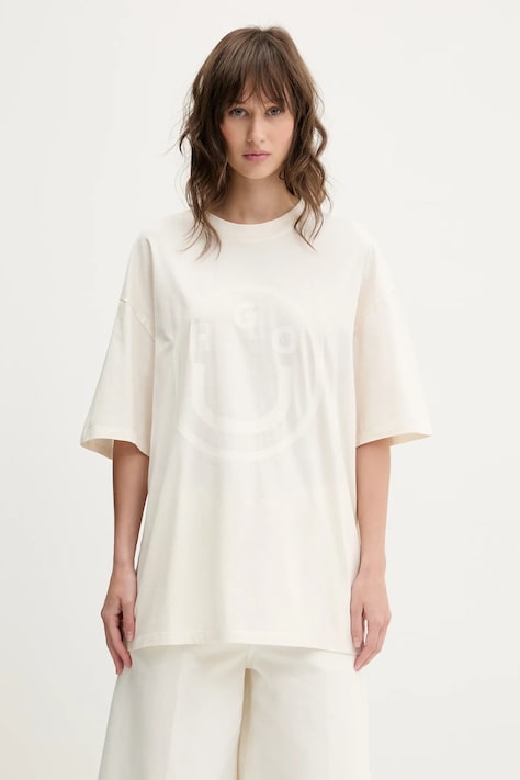 Bavlněné tričko Hugo Blue bílá barva