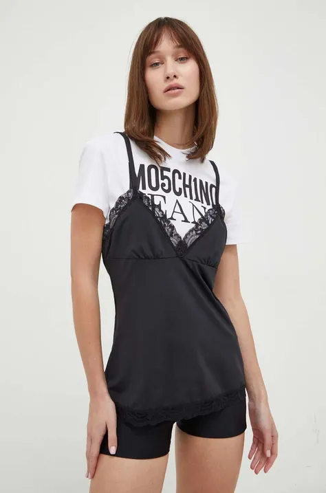 Kratka majica Moschino Jeans ženski, črna barva