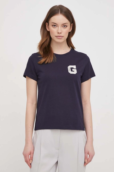 Gant t-shirt bawełniany damski kolor granatowy