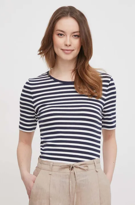 Kratka majica Gant ženski, mornarsko modra barva