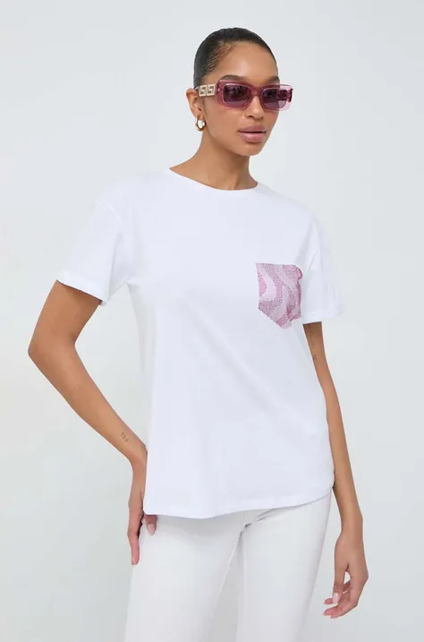 Βαμβακερό μπλουζάκι Liu Jo γυναικεία, χρώμα: άσπρο